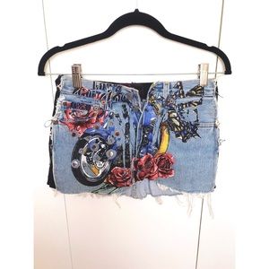 Biker Style Jean Skirt